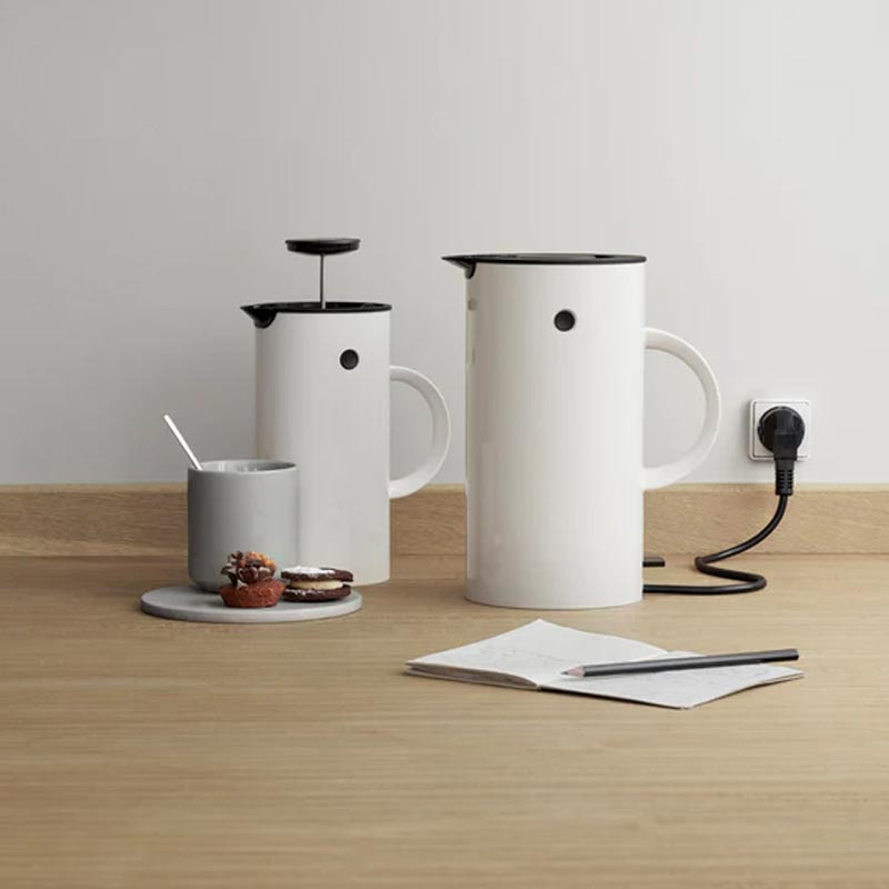 EM77 French Press - White, 1L - des. Erik Magnussen for Stelton