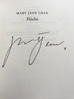 Signed title page of Fleche by Mary Jean Chan
