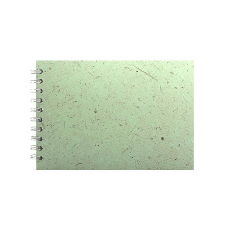Mint A5 Landscape Spiral Bound Posh sketchbook by Pink Pig (silk & banana leaf tissue cover)