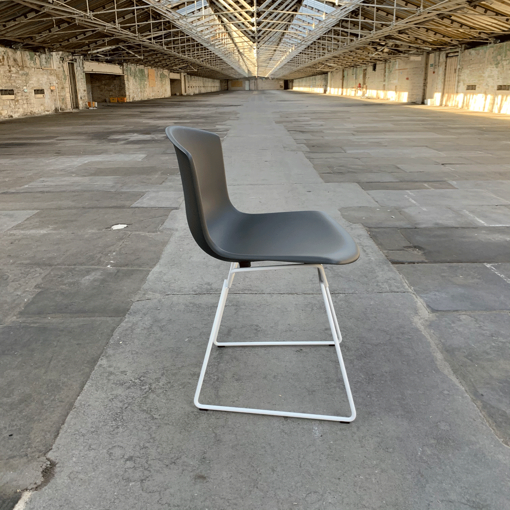 Bertoia Plastic Side Chair des. Harry Bertoia, 1956 - grey shell / white base (made by Knoll)