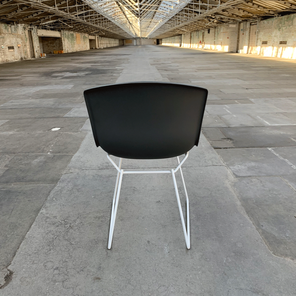 Bertoia Plastic Side Chair des. Harry Bertoia, 1956 - grey shell / white base (made by Knoll)