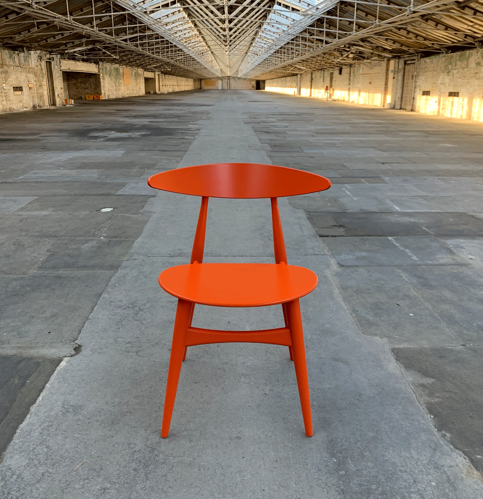 CH33P Chair - orange laquered - des. Hans J. Wegner, 1957 (made by Carl Hansen & Son)