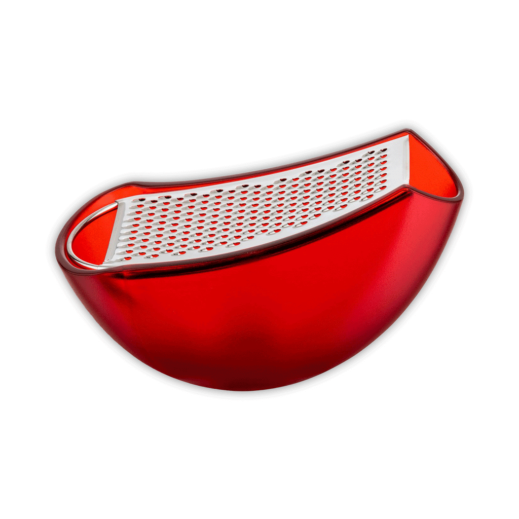 Parmenide grater with cheese cellar - des. Alejandro Ruiz for Alessi (red)