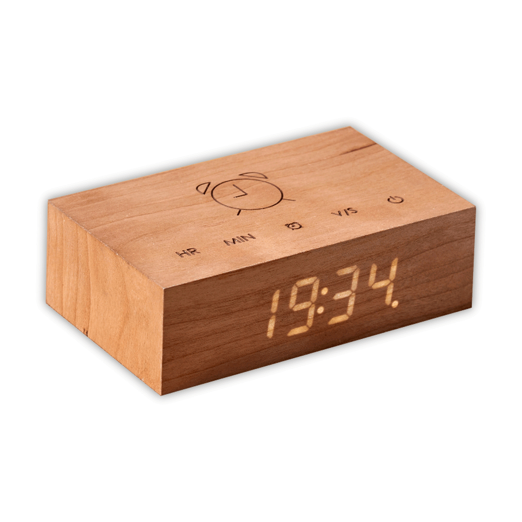 Flip Click Alarm Clock - cherry wood - des. Paul and Natalie Sun, 2019