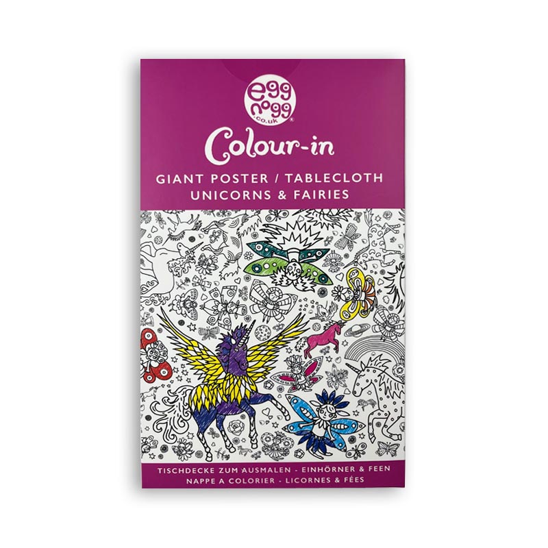 Colour-in Giant Poster / Tablecloth - Teatime, Dinosaurs, Unicorns & Fairies, Amazing Animals, Seaside, Secret Garden, Farm, Countryside