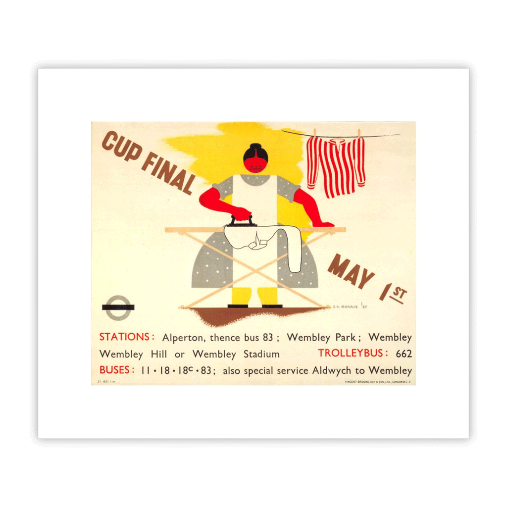 Cup Final, May 1st, 1937 poster by G R Morris (printed on watercolour paper)