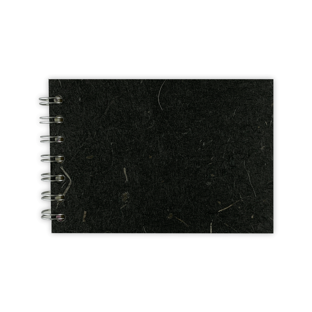Ebony A6 Landscape Spiral Bound Sketchbook by Pink Pig (silk & banana leaf tissue cover)