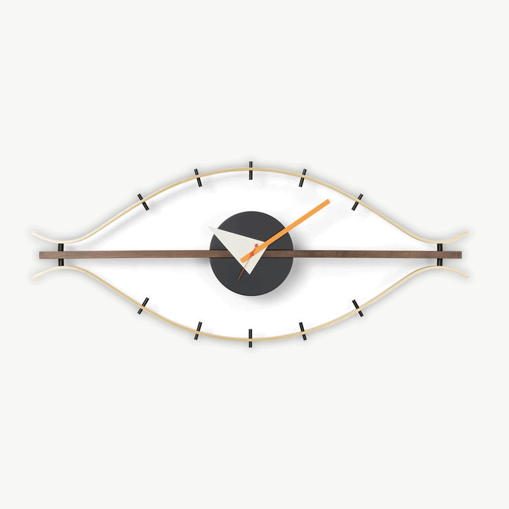 Eye Clock - brass / walnut - des. George Nelson, 1948-60 (made by Vitra)