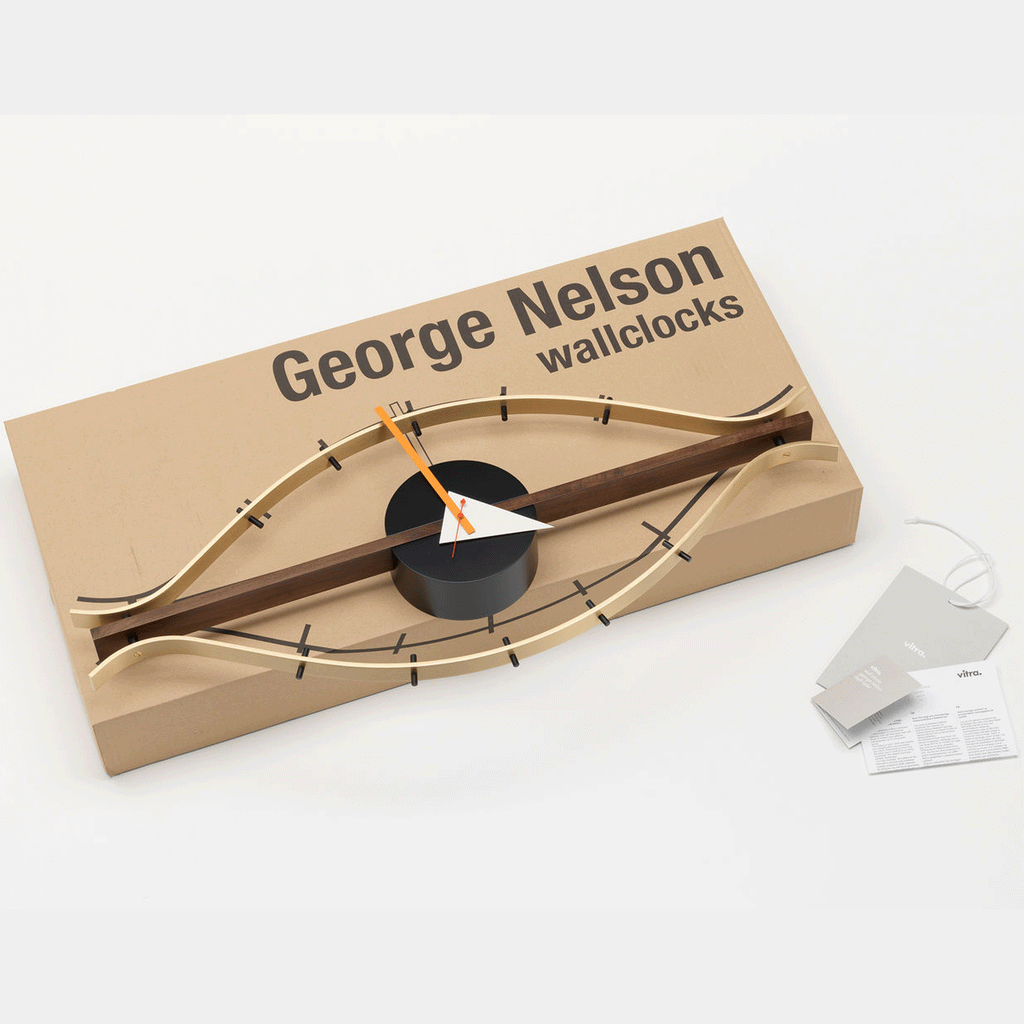 Eye Clock - brass / walnut - des. George Nelson, 1948-60 (made by Vitra)