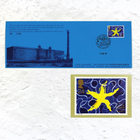 EU Single Market Stamp / First Day Cover (13 October 1992) by David Hockney