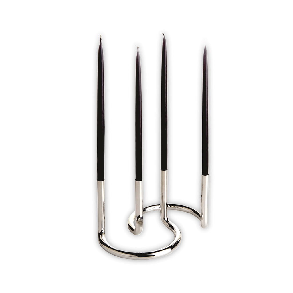 Gemini candleholder - polished stainless steel - des. Peter Karpf, 1965