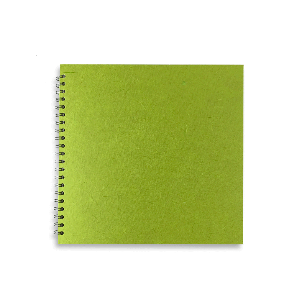 Lime Green Square Notebook by Pink Pig ( 11x11 inches, Thai silk tissue cover)