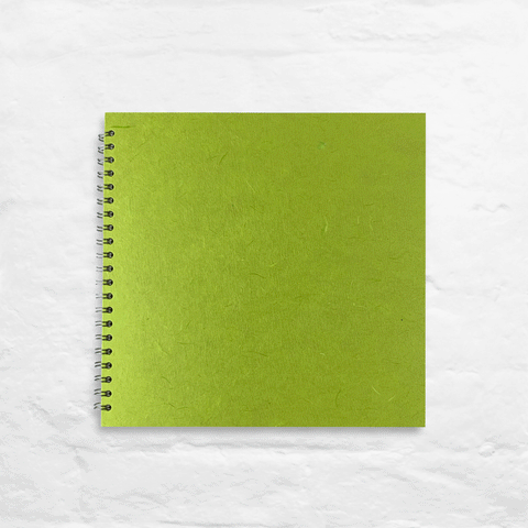 Lime Green Square Notebook by Pink Pig ( 11x11 inches, Thai silk tissue cover)