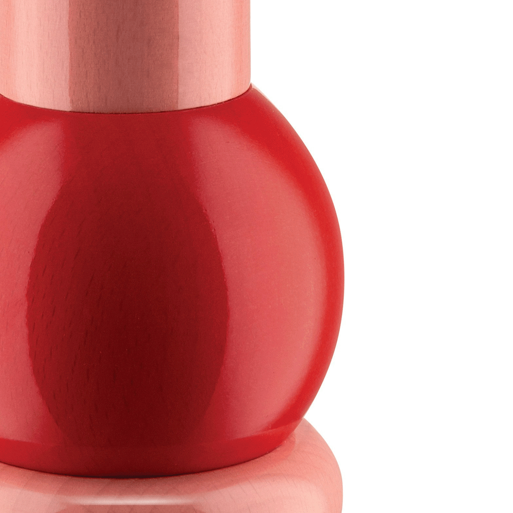 Twergi grinder - pink, red and yellow - des. Ettore Sottsass for Alessi, 1989 (2021 reissue)