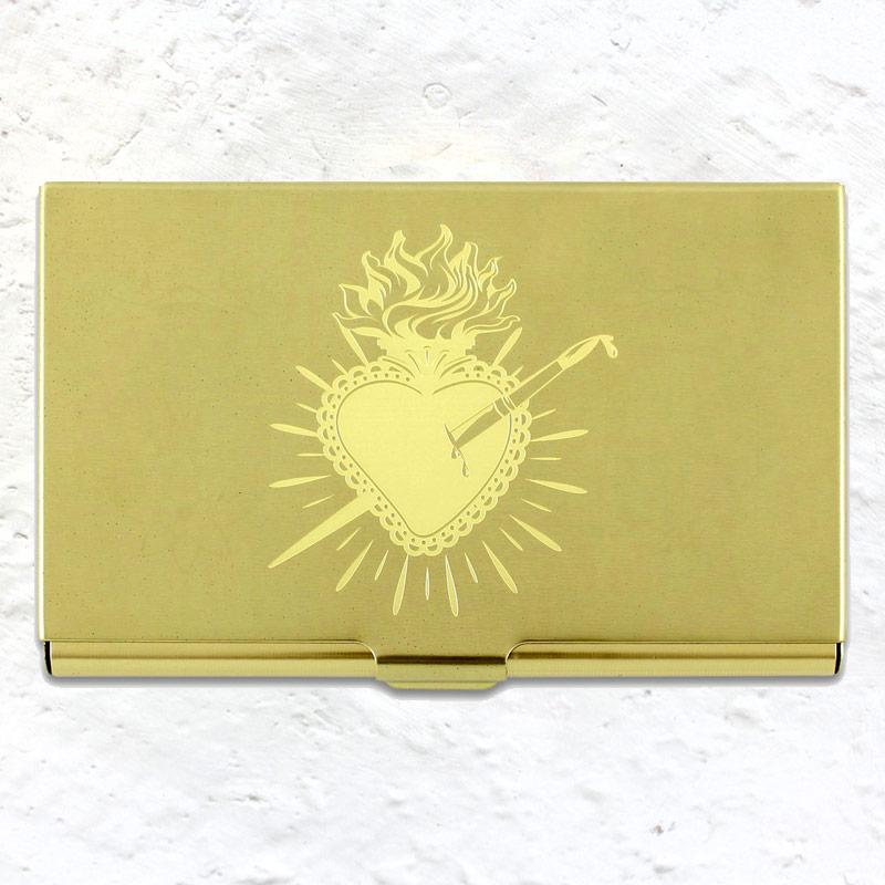 Heart etched card case (based on an image by Frida Kahlo)