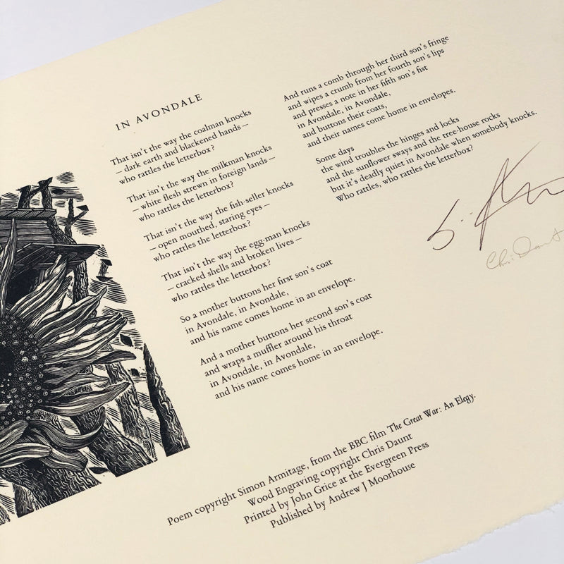 In Avondale - limited edition print with poem by Simon Armitage, image by Chris Daunt - signed by both