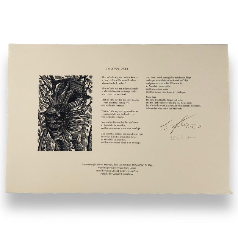 In Avondale - limited edition print with poem by Simon Armitage, image by Chris Daunt - signed by both