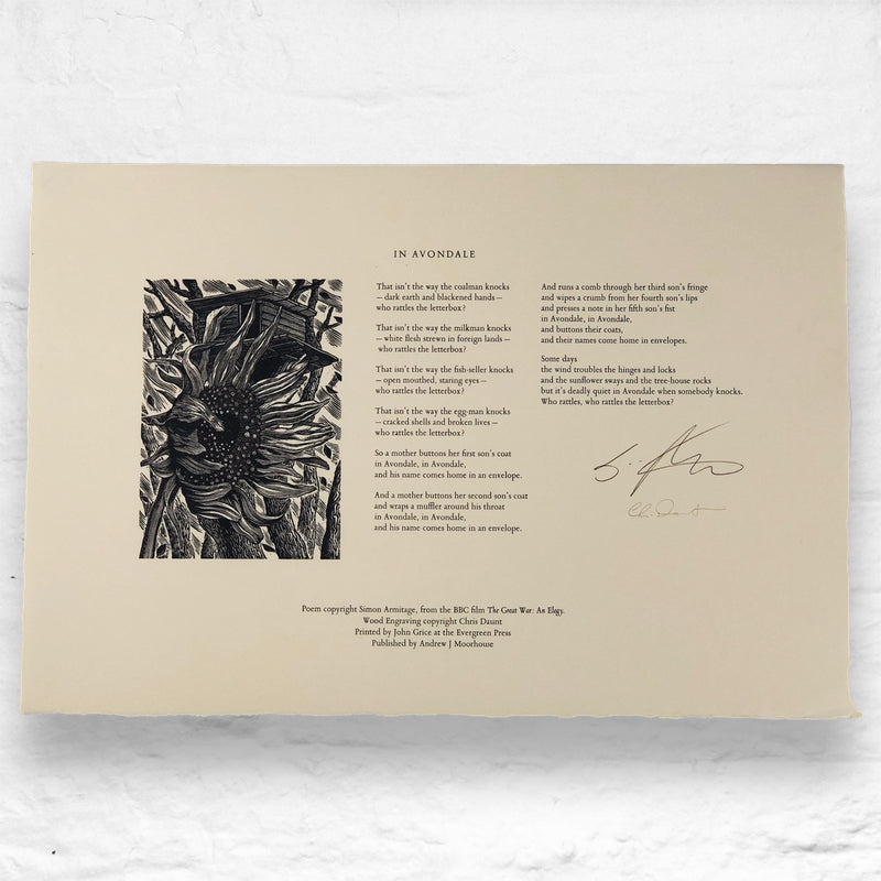 In Avondale - limited edition print with poem by Simon Armitage, image by Chris Daunt - signed by both