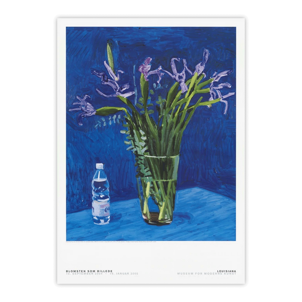 Iris with Evian Bottle poster by David Hockney