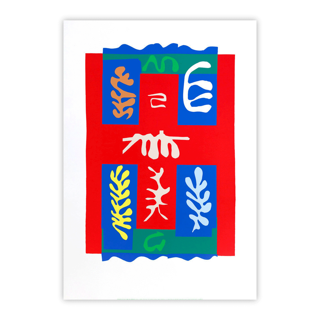 Composition a la Croix Rouge (1947) silkscreen print by Henri Matisse