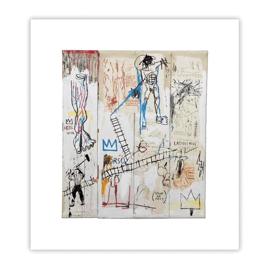 Leonardo da Vinci’s Greatest Hits, 1982 poster by Jean-Michel Basquiat (printed on watercolour paper)