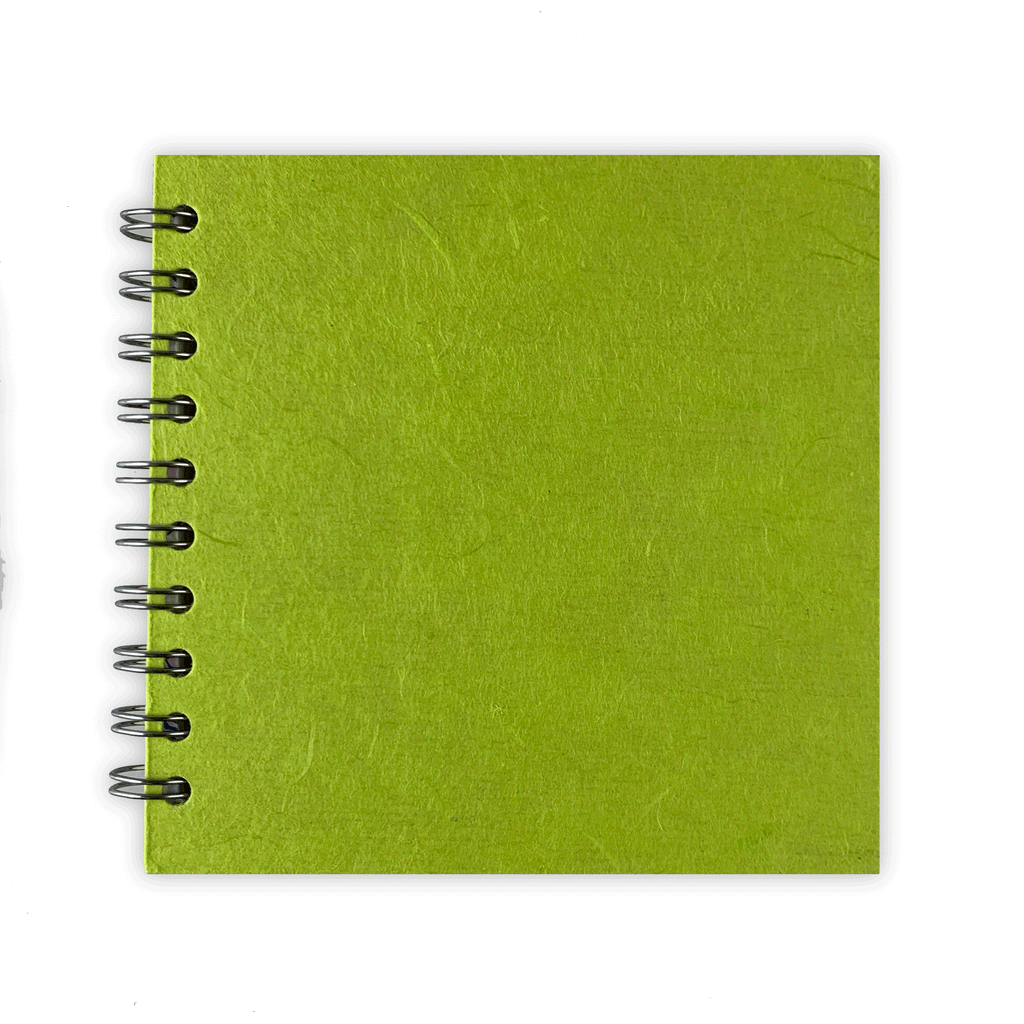 Lime Green Square Notebook by Pink Pig (6x6 inches, Thai silk cover)