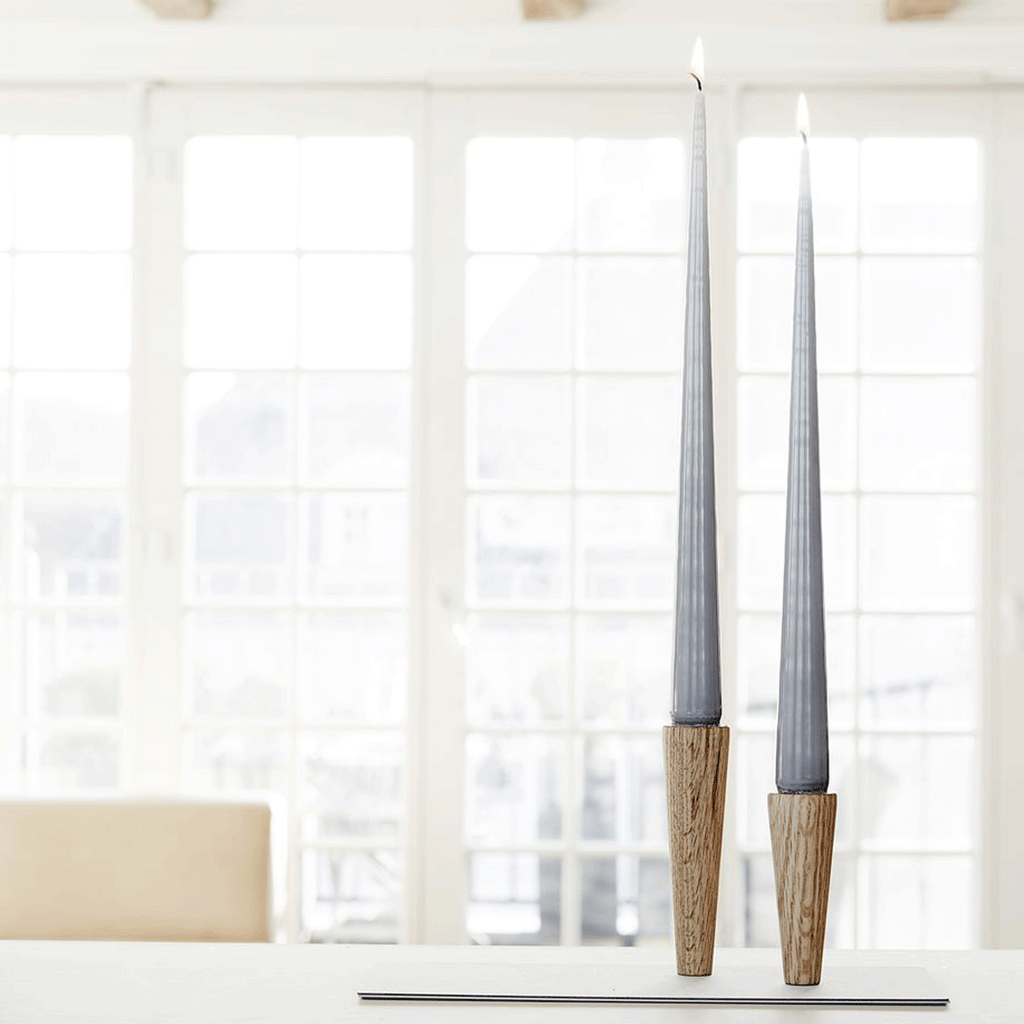 Magnetic cone candle holder - oak (pair) by LindDNA