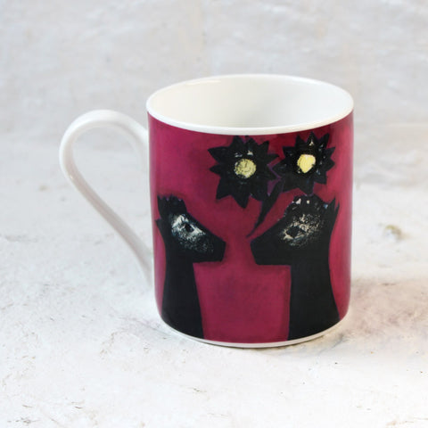 Pink Alpacas mug by Kitty North