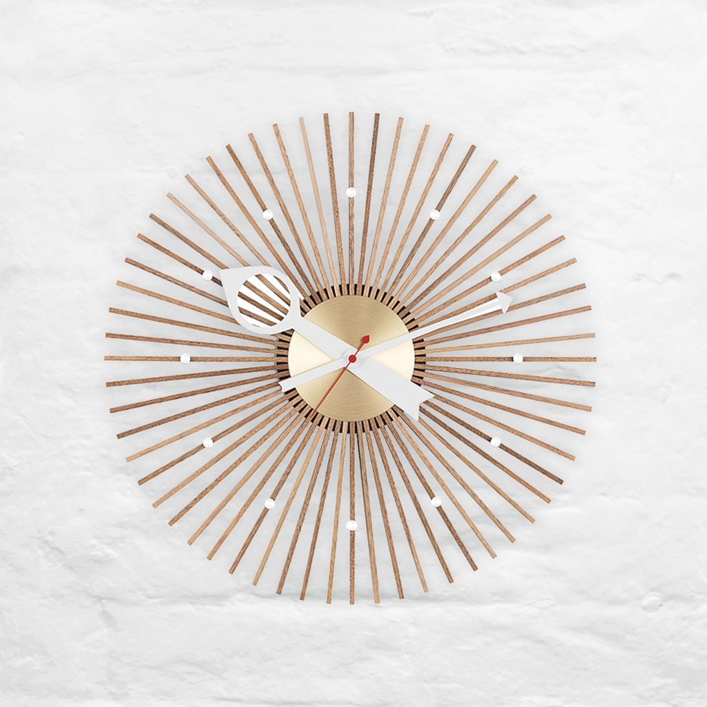 Popsicle wall clock (walnut) des. George Nelson, 1948 - 1960 (made by Vitra)