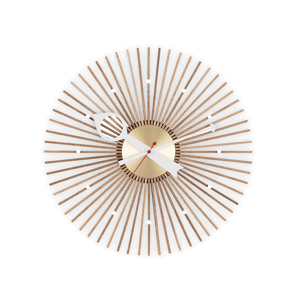 Popsicle wall clock (walnut) des. George Nelson, 1948 - 1960 (made by Vitra)