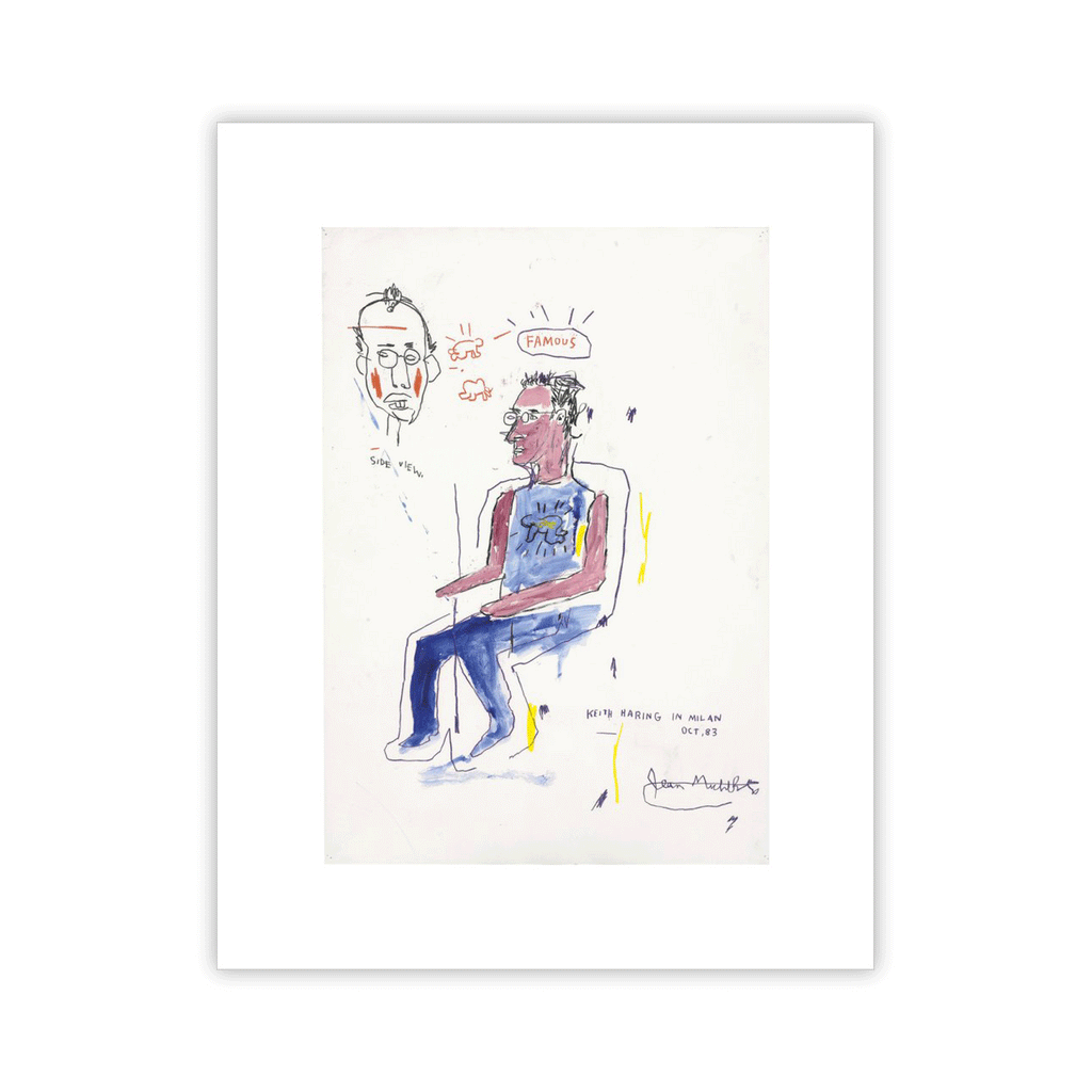Sketch of Keith Haring, 1983 poster by Jean-Michel Basquiat (printed on watercolour paper)