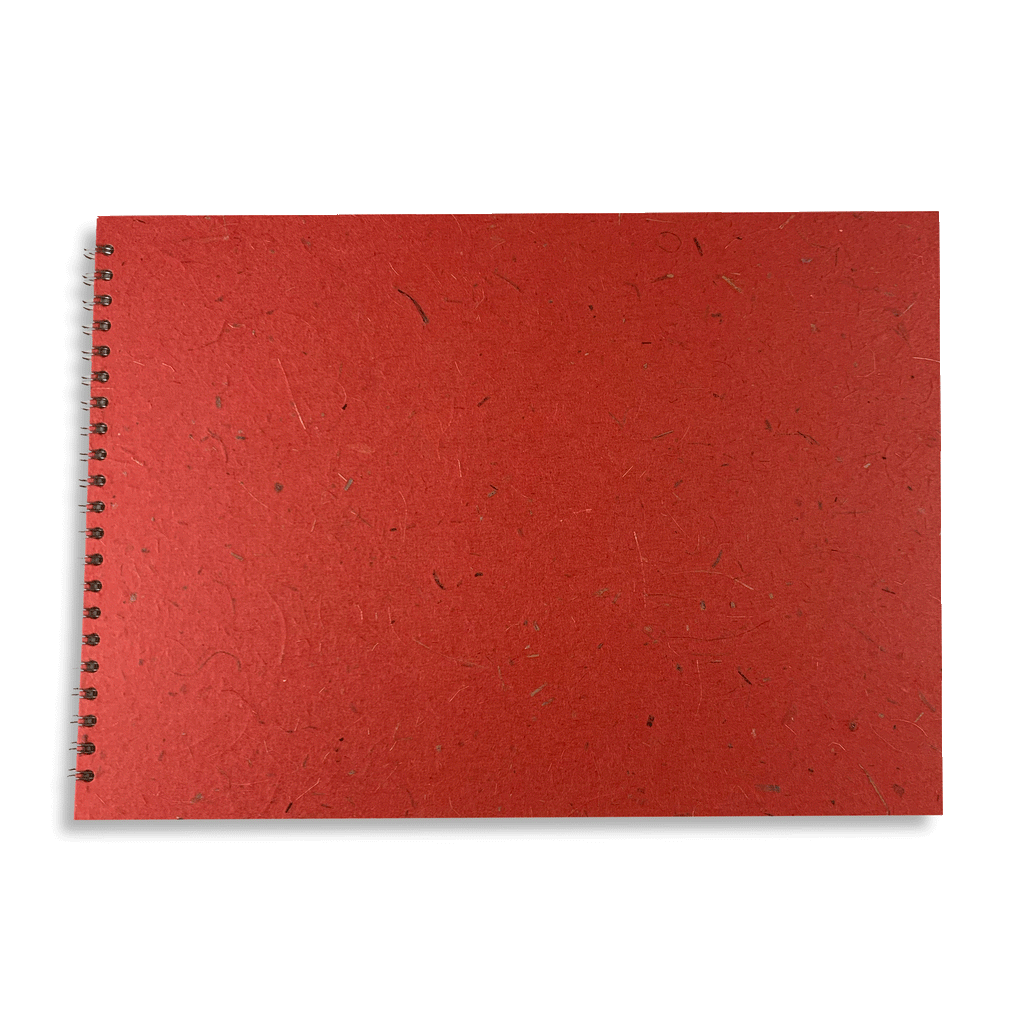 Ruby A3 Landscape Spiral Bound Sketchbook by Pink Pig (silk & banana leaf tissue cover)