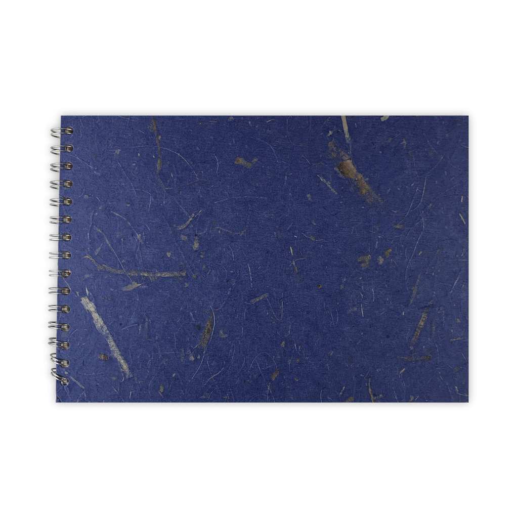 Sapphire A4 Spiral Bound Posh sketchbook by Pink Pig (silk & banana leaf tissue cover)