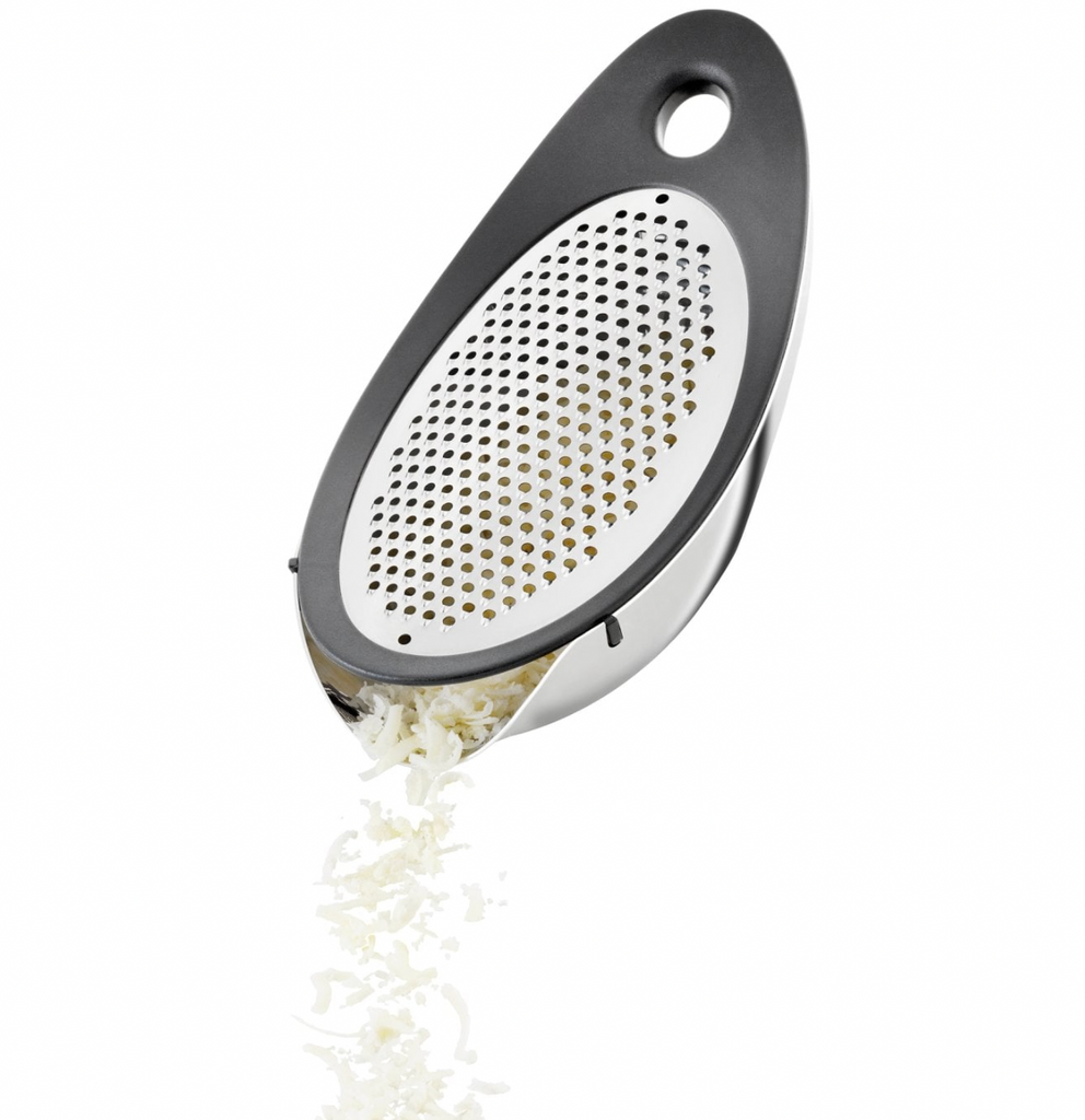 Navetta parmesan grater (polished stainless steel) des. Daniels & Erdwiens for blomus