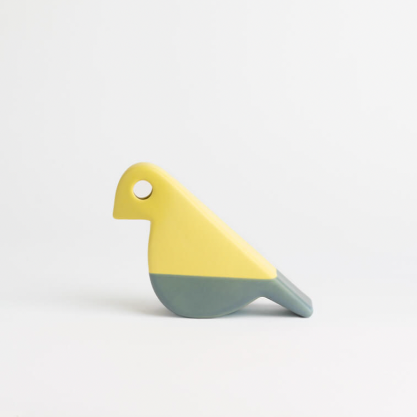 Bird figure - Matt Yellow / Grey (IKN 20) des. Aldo Bagni, 1970s, made by Nuove Forme (exclusive)