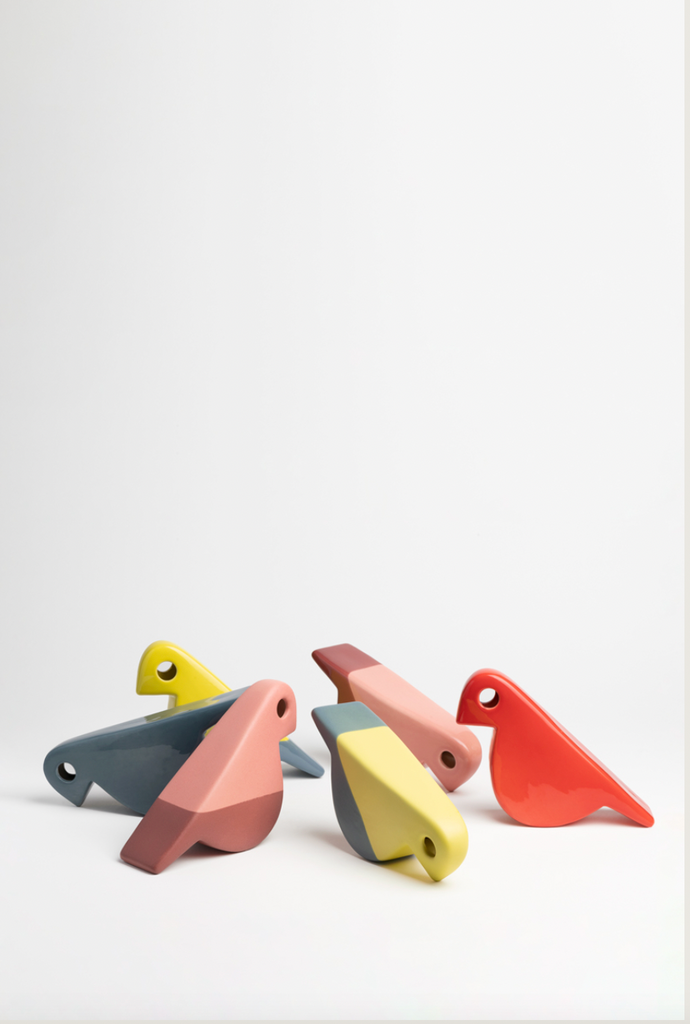 Bird figure - Matt Yellow / Grey (IKN 20) des. Aldo Bagni, 1970s, made by Nuove Forme (exclusive)