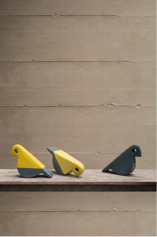 Bird figure - Matt Yellow / Grey (IKN 20) des. Aldo Bagni, 1970s, made by Nuove Forme (exclusive)