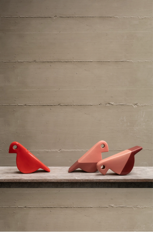 Bird figure - Matt Pink / Burgundy (IKN 22) des. Aldo Bagni, 1970s, made by Nuove Forme (exclusive)