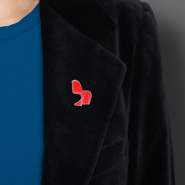 Red Panton Chair Cloisonné Enamel Pin Badge