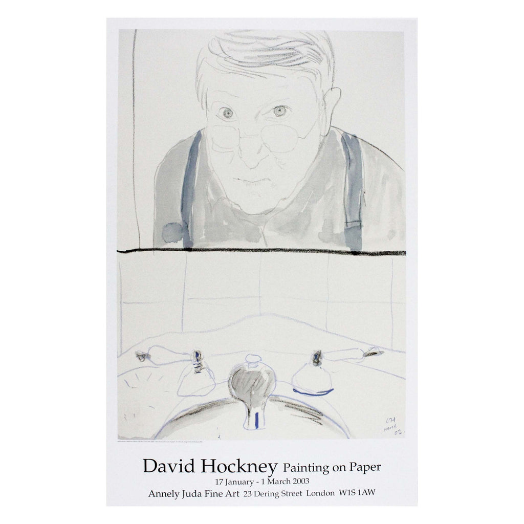Self Portrait in Bathroom Mirror poster by David Hockney (Painting on Paper, Annely Juda Fine Art, London, 2003)