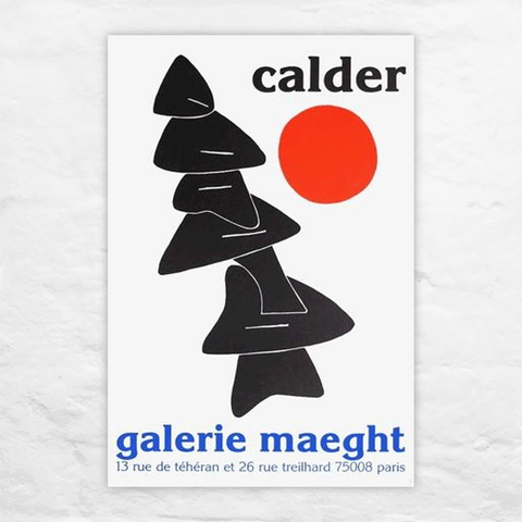 Stabile Noir et Soleil Rouge 1976 exhibition poster by Alexander Calder