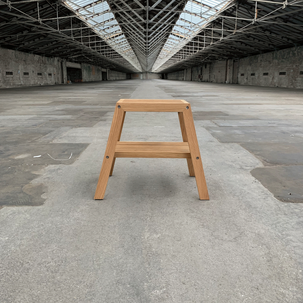 Slatted Step Oak Stool by Wireworks