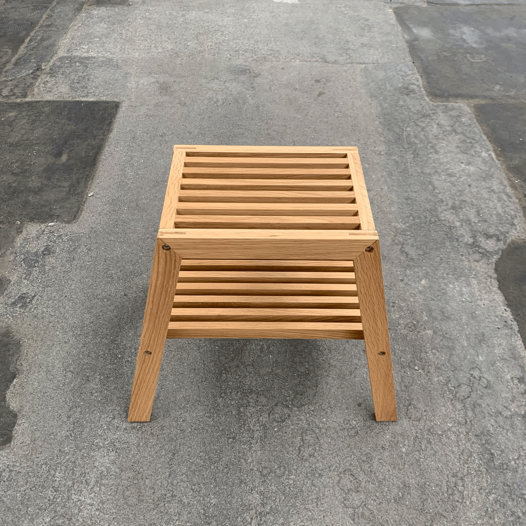 Slatted Step Oak Stool by Wireworks