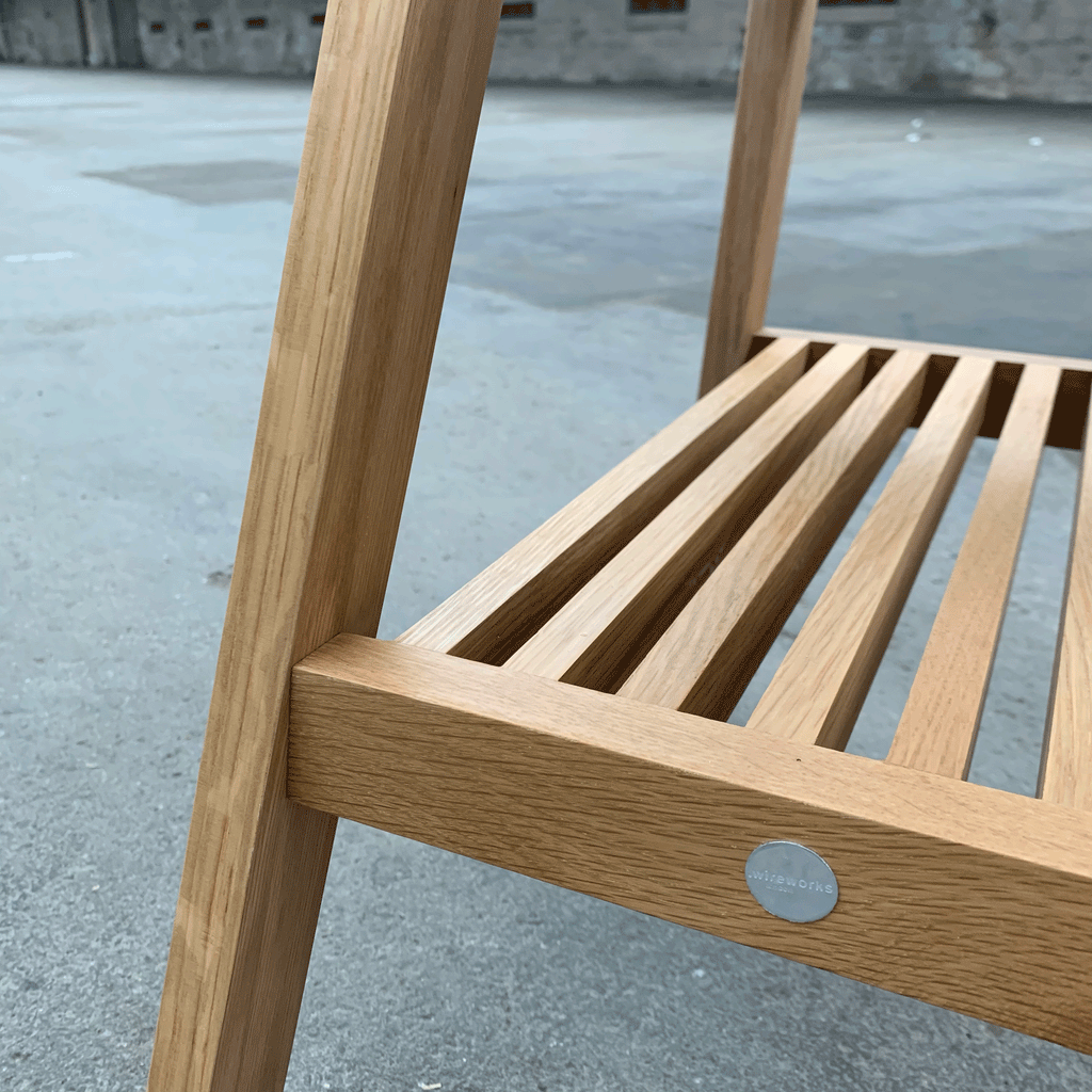 Slatted Step Oak Stool by Wireworks