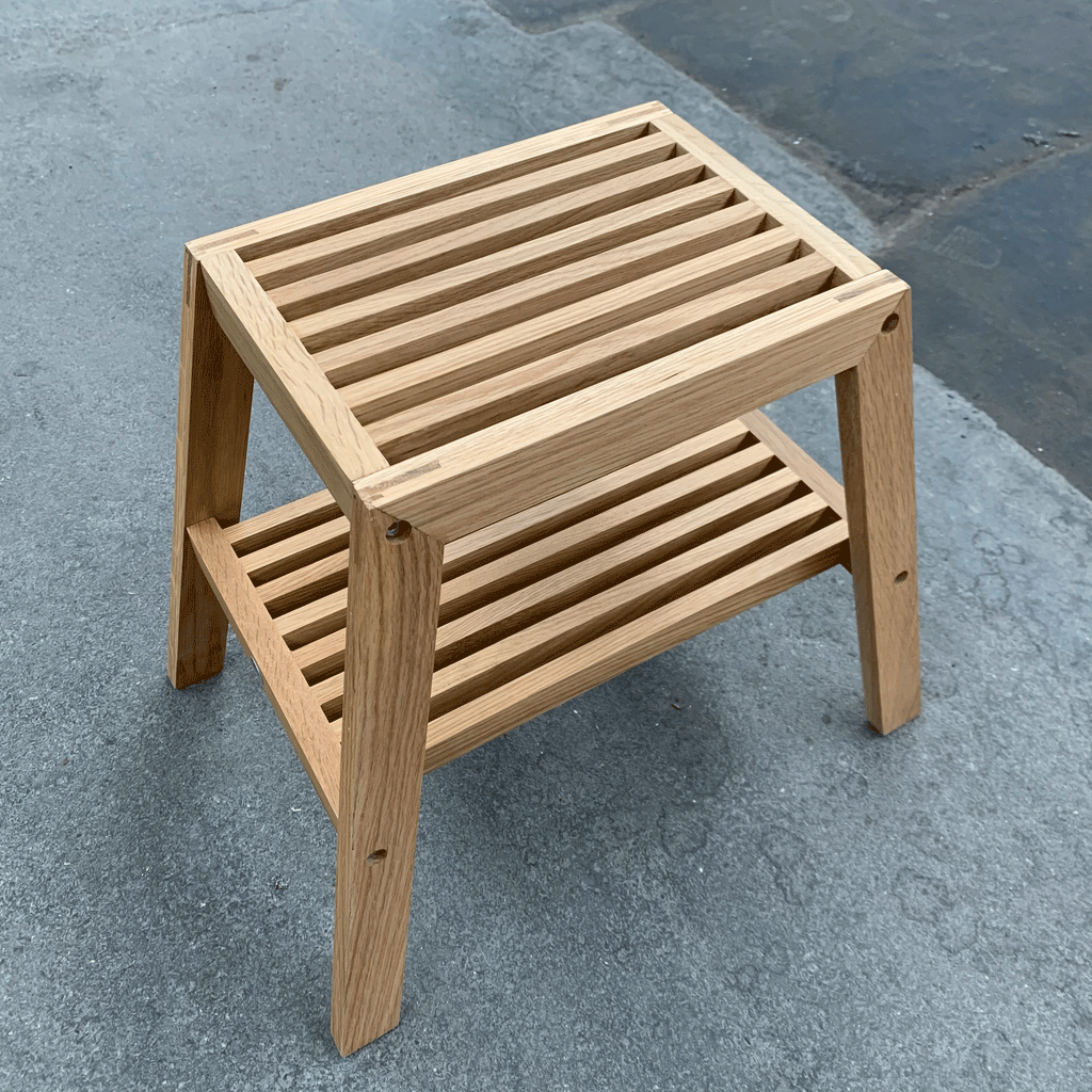Slatted Step Oak Stool by Wireworks