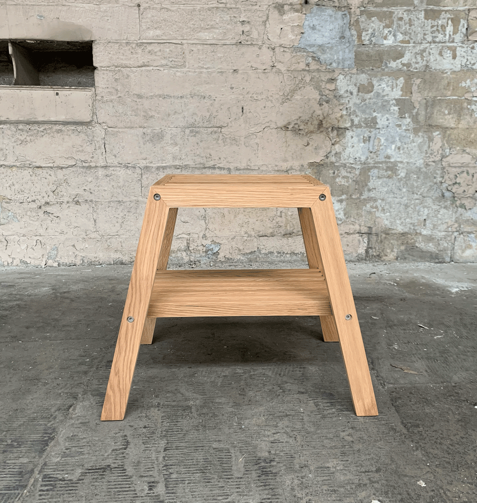 Slatted Step Oak Stool by Wireworks