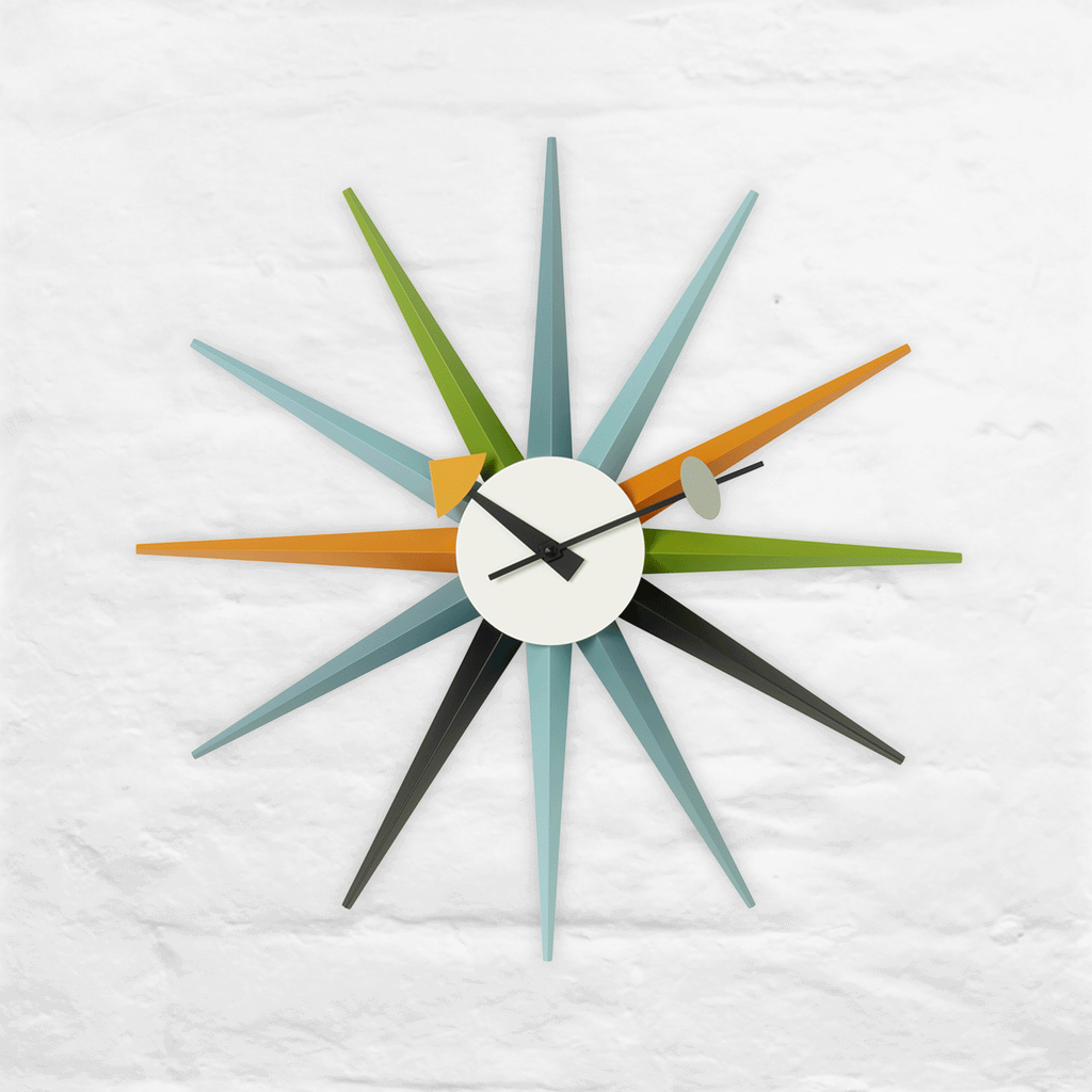 Sunburst wall clock (multicoloured) des. George Nelson, 1948 - 1960 (made by Vitra)
