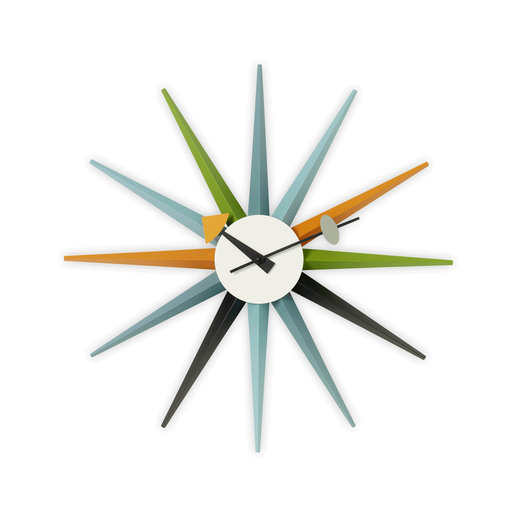 Sunburst wall clock (multicoloured) des. George Nelson, 1948 - 1960 (made by Vitra)