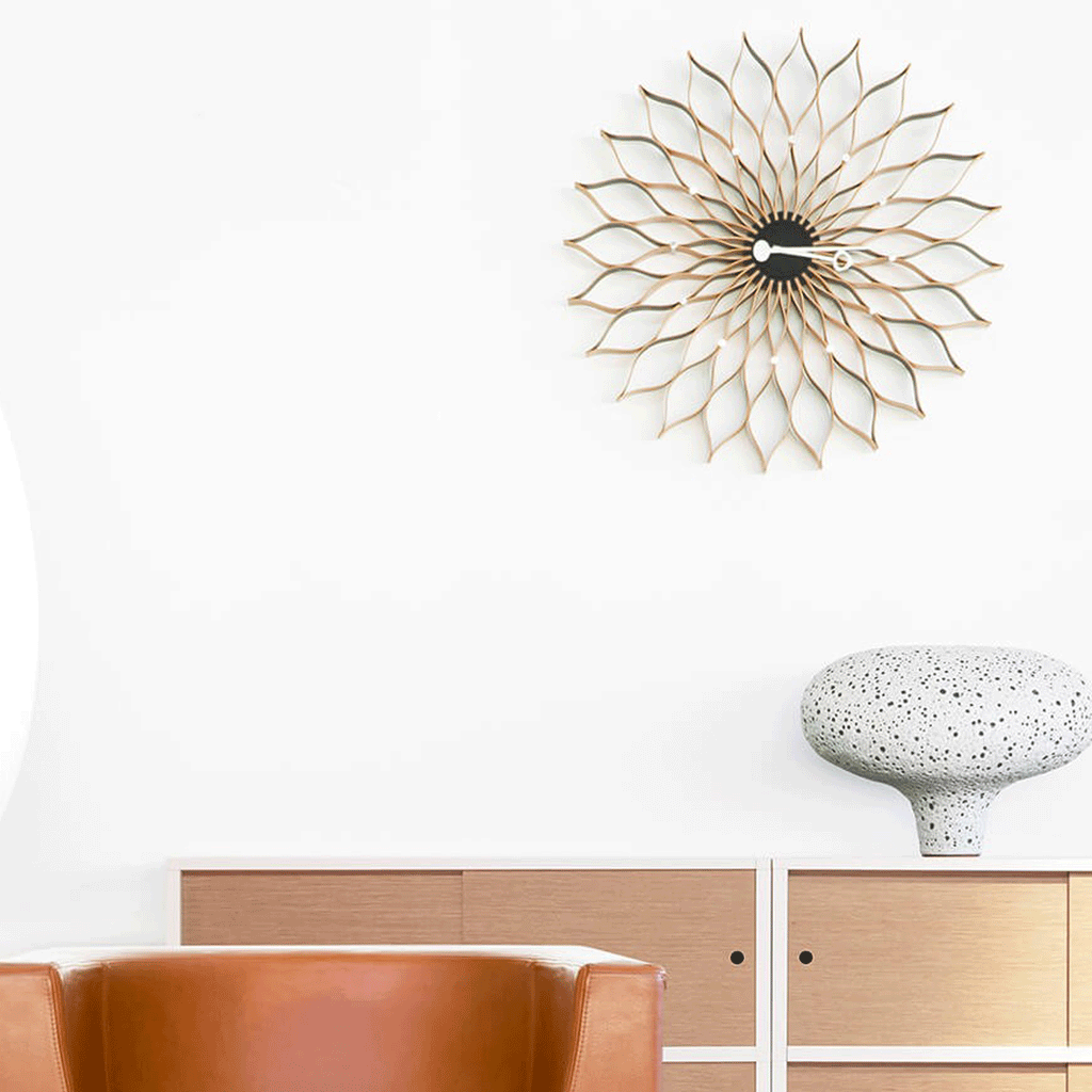 Sunflower wall clock (birch) des. George Nelson, 1948 - 1960 (made by Vitra)
