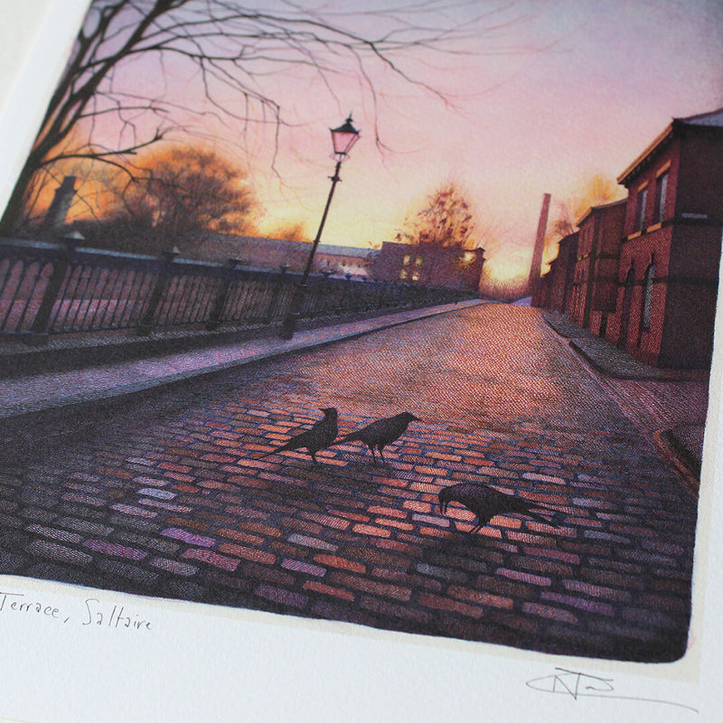 Sunrise, Albert Terrace, Saltaire signed limited edition giclée print by Nick Tankard